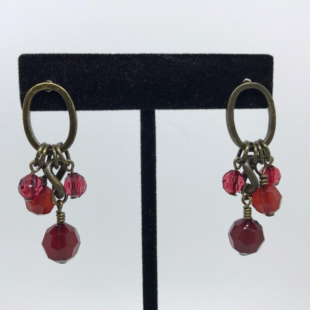 NWOT Premier Designs Elegant Red Beaded Earrings, post style